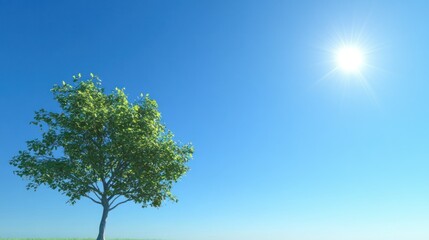 Obraz premium A tranquil scene with a brilliant blue sky, clear and cloudless. The bright sunshine creates a serene atmosphere, making it feel as though the world is enjoying a quiet break.