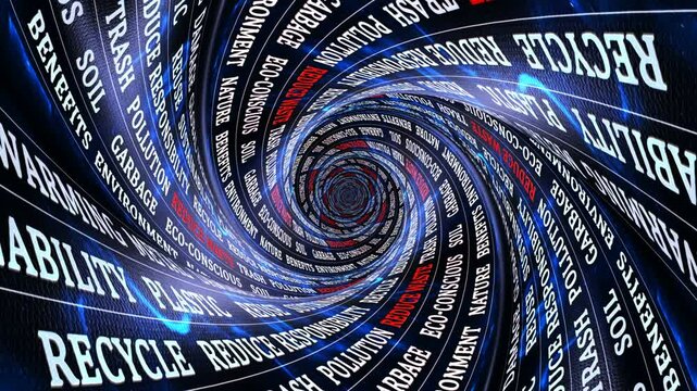 REDUCE WASTE Keywords on the Tunnel Walls, Animation, Background, Loop
