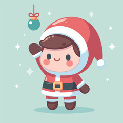 vector image of a small child wearing a Christmas costume