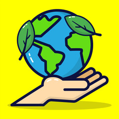 Environmentalism icon. Love nature concept. Isolated on premium design. Lineal color style. Flat cartoon vector illustration. 