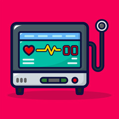 Heart monitoring icon. Medicine equipment concept. Lineal color style isolated on premium design. Flat cartoon illustration. 