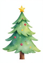 Fototapeta premium Charming Watercolor Christmas Tree Illustrations: Cute, Colorful, and Perfect for Holiday Projects 