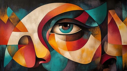 Abstract Geometric Portrait: An Enigmatic Gaze