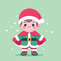 vector image of a small child wearing a Christmas costume