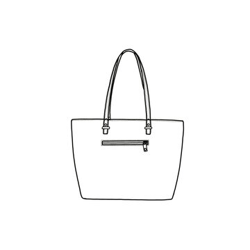 recommend clip art: Tote bag, shoulder handbags, top handle bag, satchel bag with external pocket line art. Vector illustration of top handle bag icon line isolated on a white background