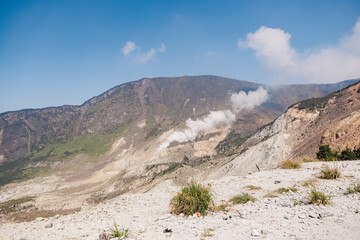 Papandayan mountains range with active crater