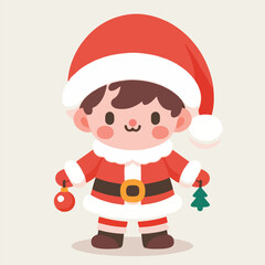 vector image of a small child wearing a Christmas costume