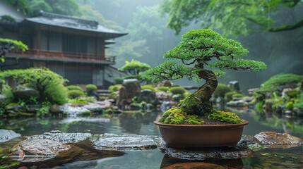 Fototapeta premium 穏やかな盆栽と日本庭園の風景5