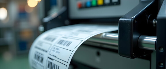 High-speed label printing in action! Witness the precise, automated process of creating countless barcode labels, a crucial part of modern supply chains.