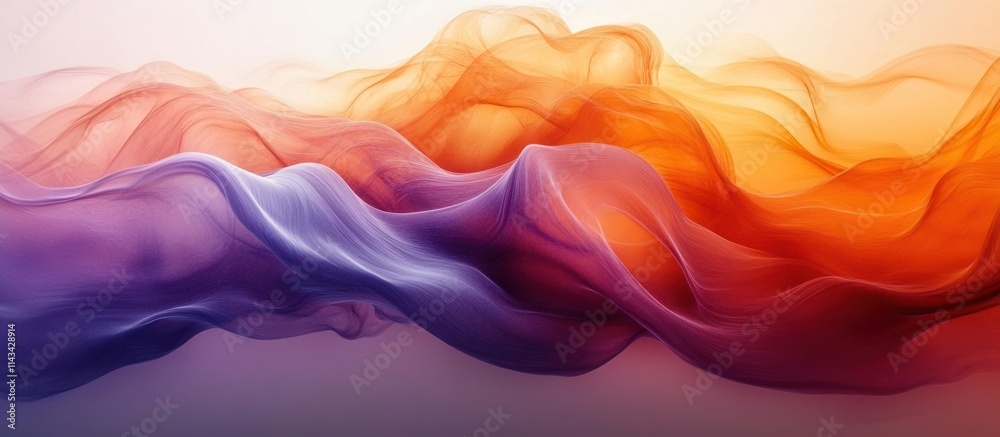 Poster vibrant abstract waves background in orange and purple with smooth gradients