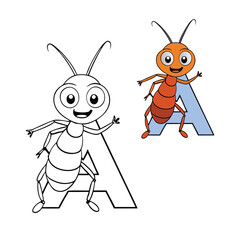 A cute little happy ant holding an 