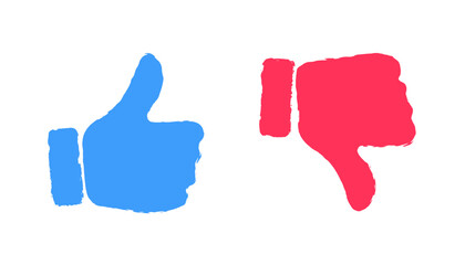 Like and Dislike Icons. Crayon, prencil hand-drawn style. Like and dislike buttons. (Full Vector)