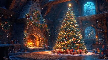 Obraz premium A magical beautiful Christmas tree.