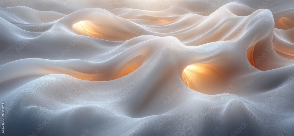 Aufkleber abstract white wave background with soft lighting and smooth curves