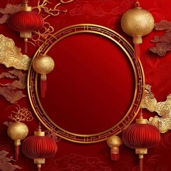 Frame Chinese New Year background with copy space