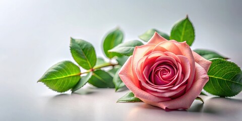 Fototapeta premium Rose flower with leaves frame, natural, elegant design, natural, elegant design, floral arrangement, leafy, garden, botanical