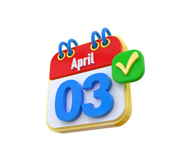 Calendar 3D April Date 03