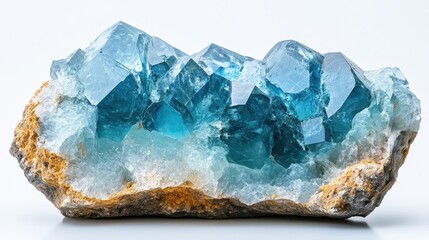 Obraz premium A semiprecious blue gemstone of geological origin, turkvenit, isolated on a white backdrop.