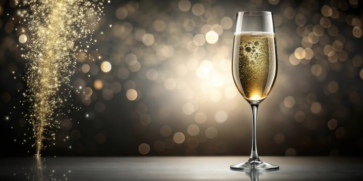 Bubbles floating upwards from a champagne glass, sparkling, elegant,  sparkling, elegant, glassware, festive, beverage