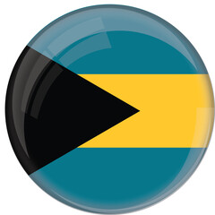 Bahamas flag with glossy rounded button for football team and national emblem
