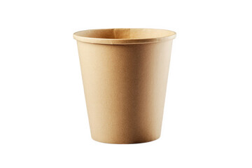 a single brown paper cup stands upright against a transparent background it is an empty cup ready for use