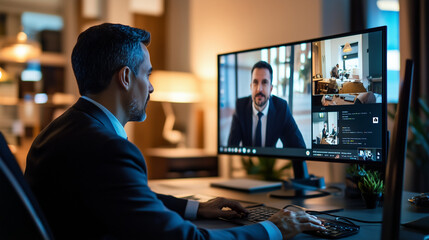 setup with a professional background, good lighting, and someone in business attire, engaged in a video call