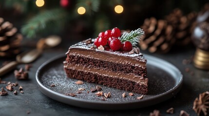a chocolate donut, chocolate cake, delicious cookier, close up, chocolate, Christmas, holiday, chocolate, sweettooth, food, cake, dessert, sweet, plate, white, delicious, breakfast, brown, pastry