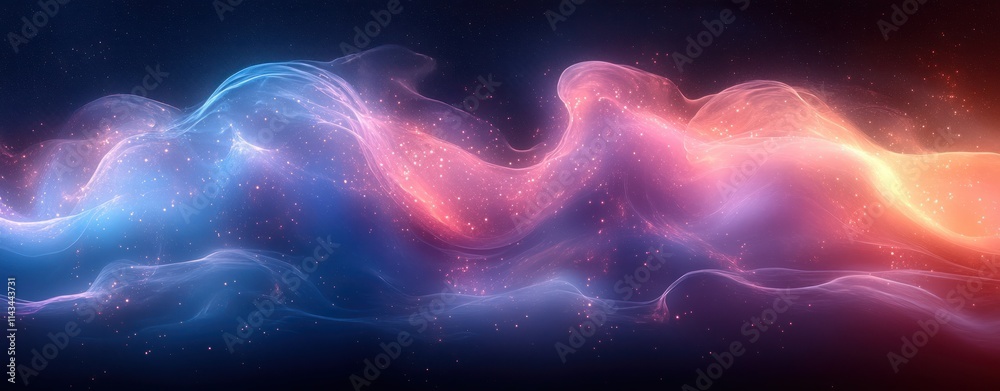 Aufkleber Abstract Fluid Wave Background with Neon Gradient and Ethereal Light