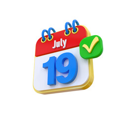 Calendar 3D July Date 19