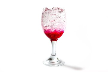 Ice soda mix with red wine serving on white background and isolate concept.