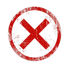 Obraz premium red cross mark in a circle with grunge texture