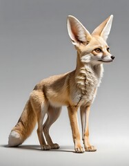 Photorealistic Fennec Fox: Side View with Intricate Details and Large Ears. generated by ai. 