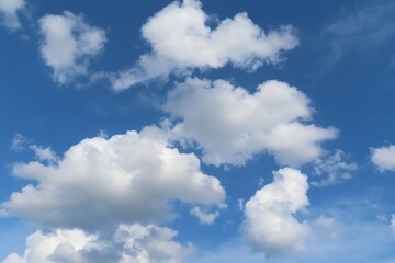 Beautiful cloudscape in blue sky, natural clouds background 