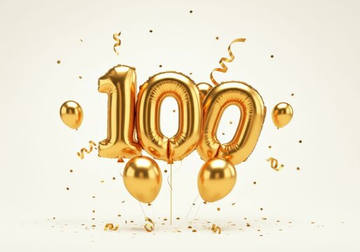 Gold Balloons Celebrating 100 Years