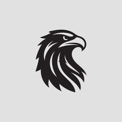 Eagle head, side face illustration work design for a logo, tattoo. A black and white eagle logo, represented with a vector graphic.Logo of an eagle with black colour.