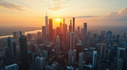 Fototapeta premium city skyline at sunset