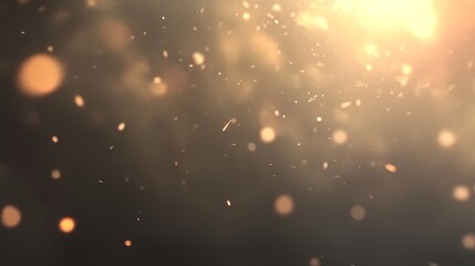 Golden Dust Motes Floating In Dark Ambient Light