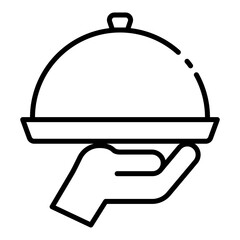 Food tray outline icon for catering and serving at restaurants and events