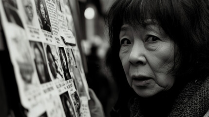 Person standing in front of a job listings board, scanning opportunities with a focused expression. The scene conveys the pursuit of career advancement and the search for meaningful employment.