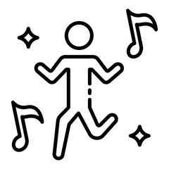 Dancing person with music note outline icon for dance celebrations