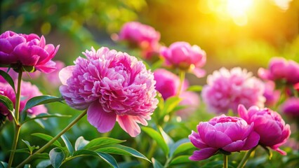 Fototapeta premium Colorful pink peony flowers blooming in a garden on a sunny day, flowers, , flowers