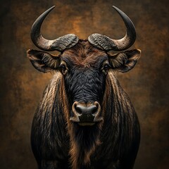 Naklejka premium Majestic Portrait of a Sable Antelope, a Striking African Bovid with Impressive Horns.