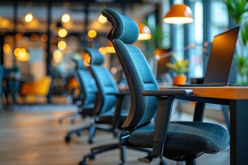 Fototapeta premium Room with a few chairs and a laptop