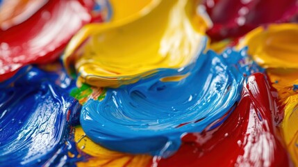 Vibrant Oil Paint Swirls: A Close-Up Macro Photography of Textured Colors