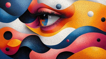 Obraz premium Abstract eye, colorful swirls, textured surface.