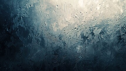 Fototapeta premium A Glass Surface Covered In Water Droplets And Frost