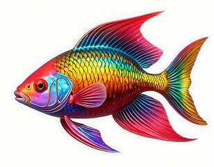 Fototapeta premium Vibrant Rainbow Fish: Photorealistic Marine Life with Iridescent Scales. generated by ai. 