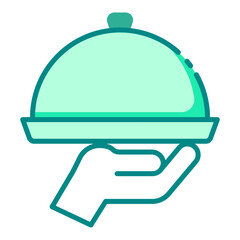 Food tray green filled line icon for catering and serving at restaurants and events