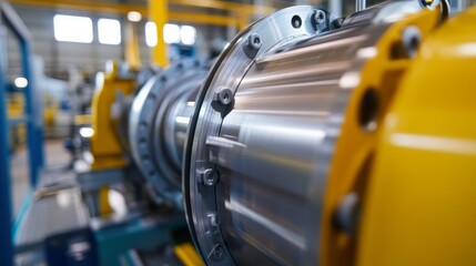 Fototapeta premium Close-up of Industrial Machinery Components in a Factory Setting