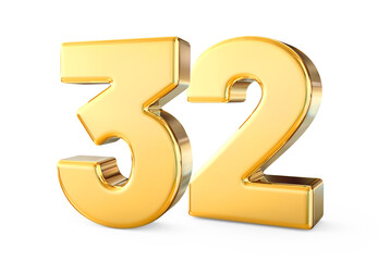 Number 32 Gold 3D